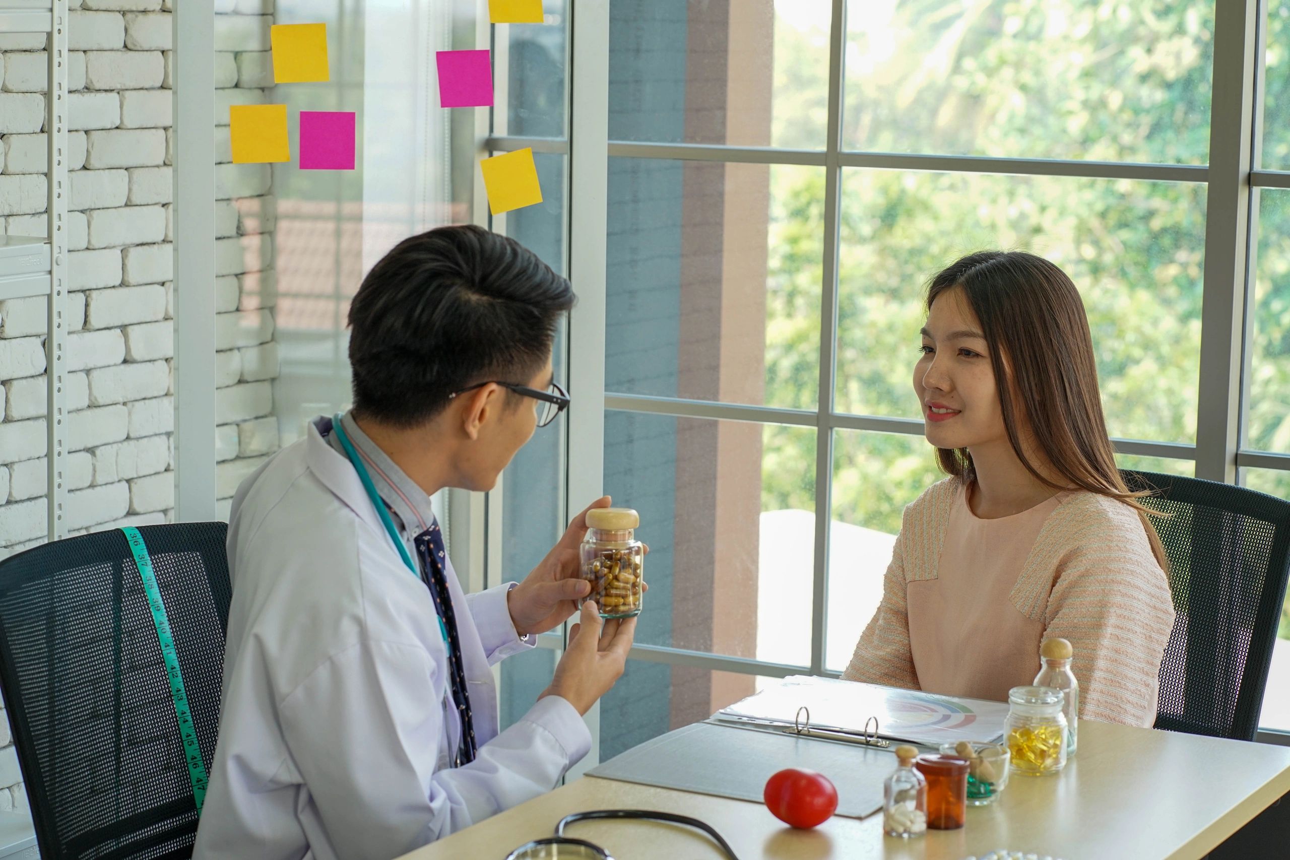 Beauty clinic consultation with practitioner and client