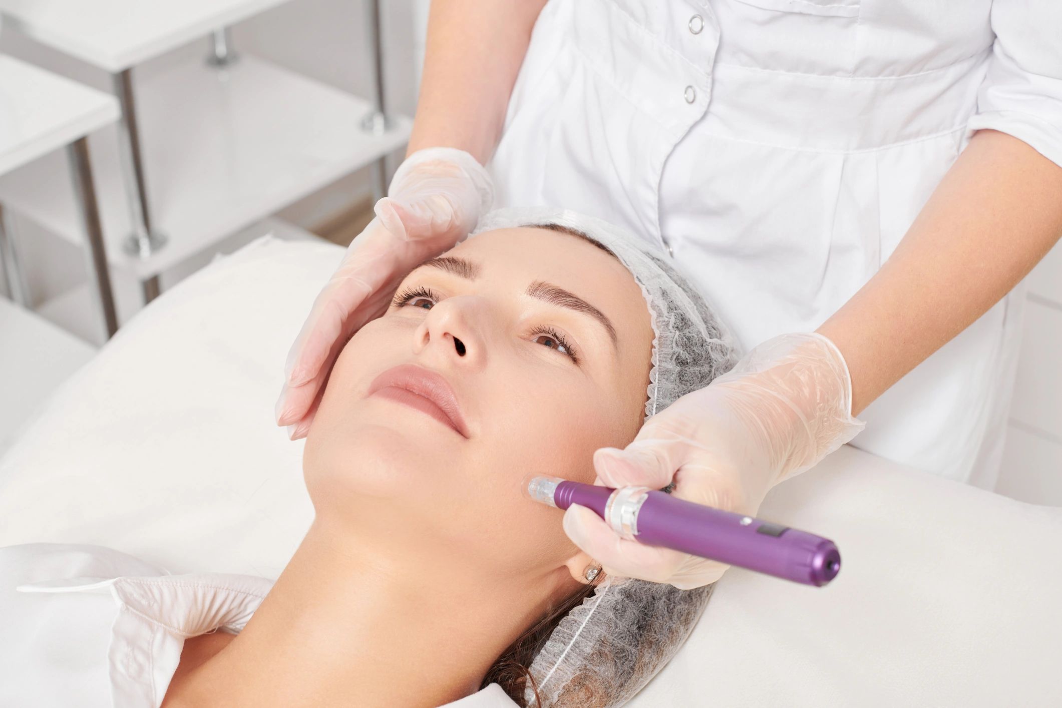 Precise injectable treatment moment with luxury clinic styling