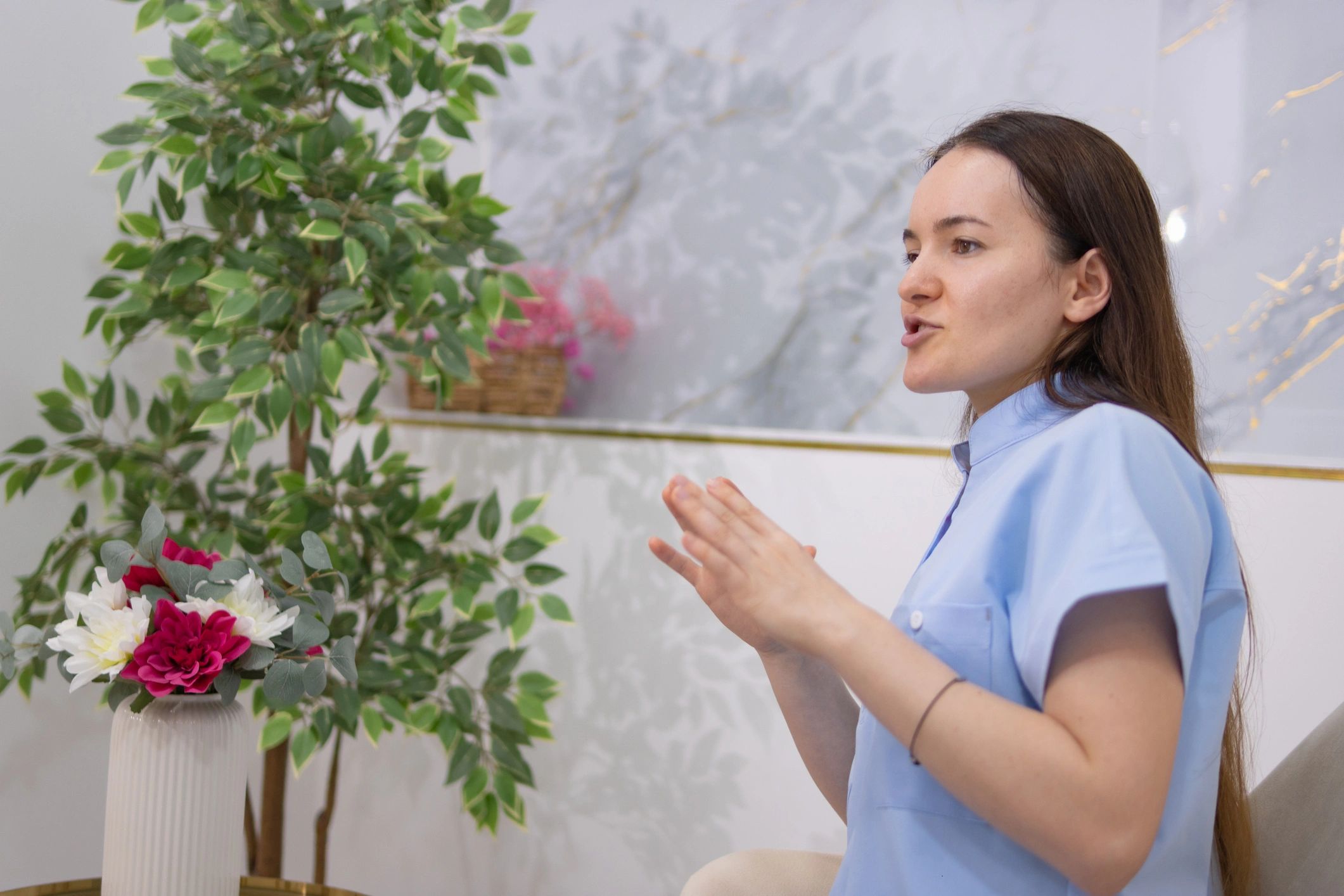 Woman in a modern clinic setting
